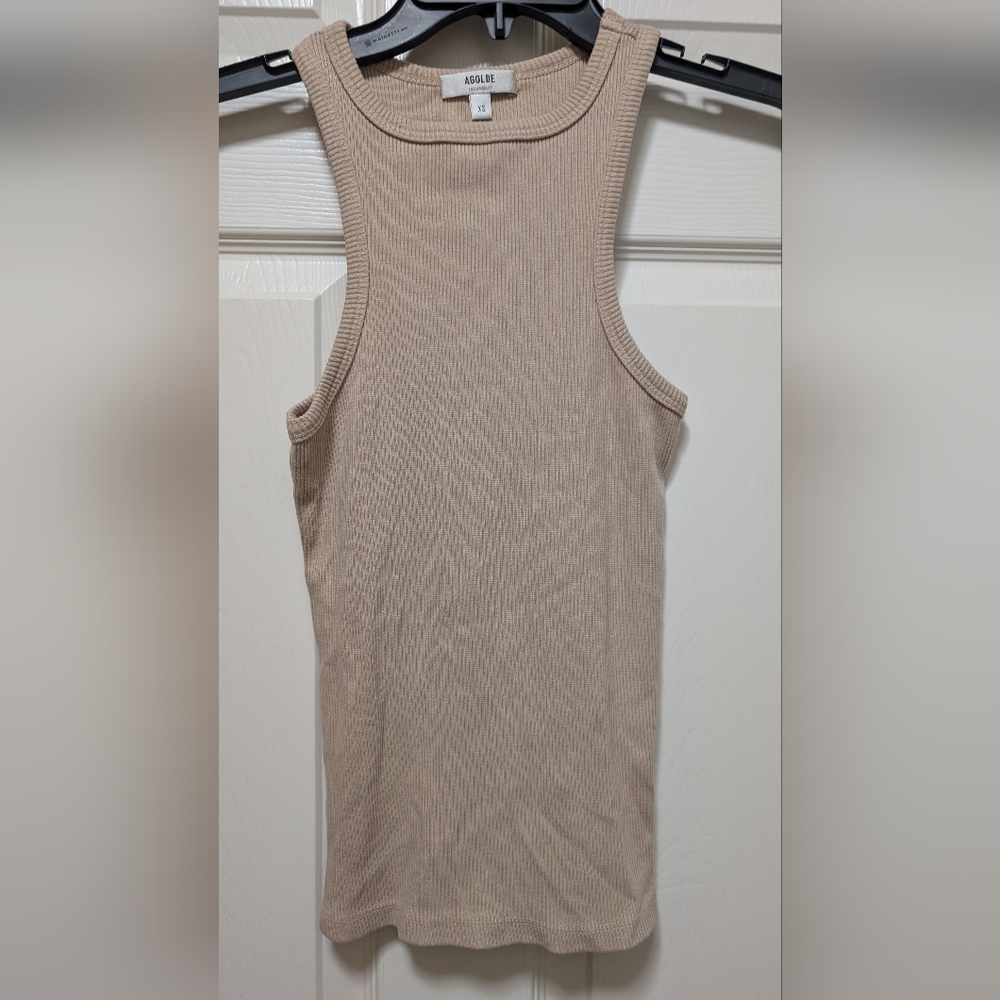 Agolde Ribbed Tank XS Beige Tan